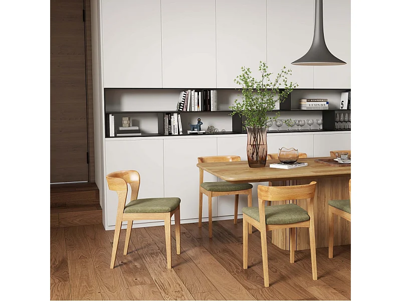 TINA-Sedia in rovere massello e tessuto Bliss Verde (x2)