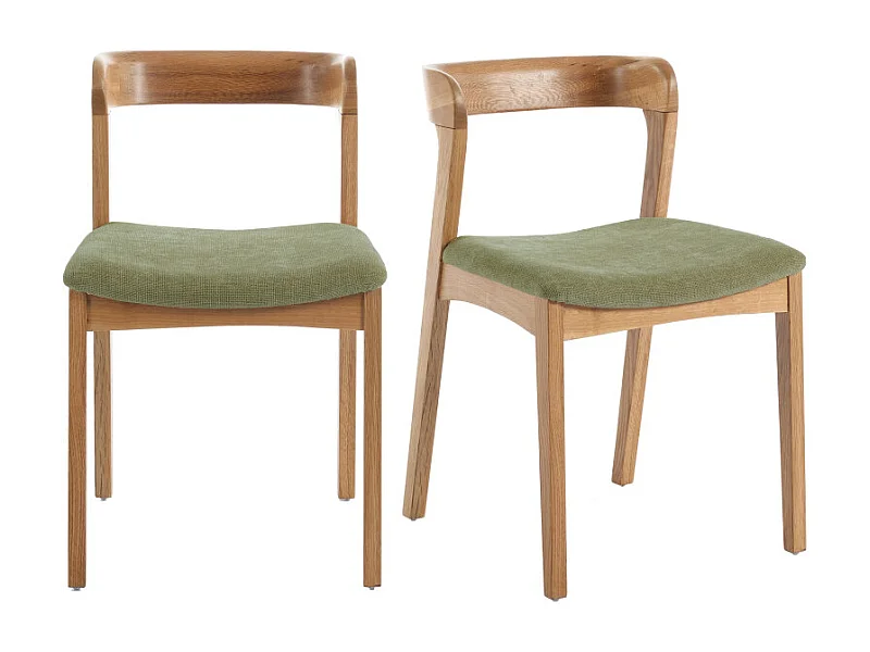 TINA-Chaise en Chêne massif et tissu Bliss Sauge (x2)