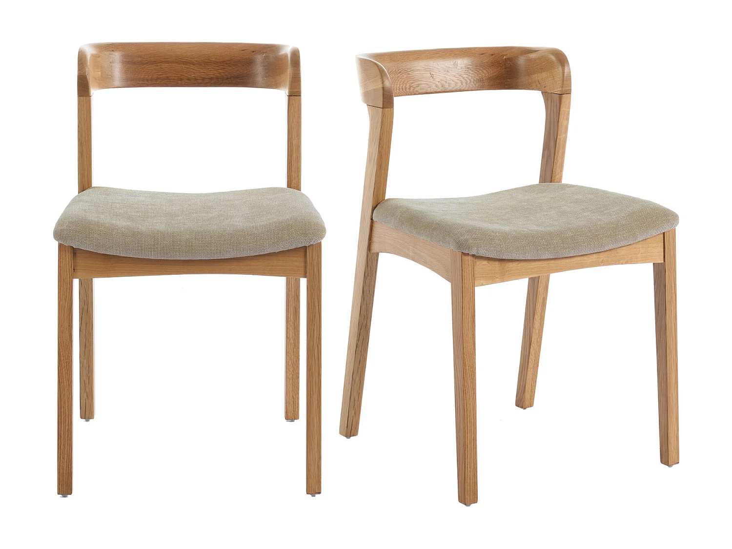 TINA-Chaise en Chêne massif et tissu Bliss Sable (x2)