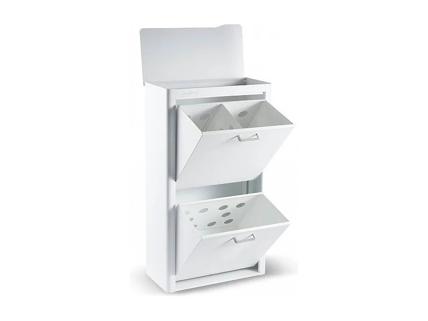 Panier à linge AUDREY, 100L, 3 compartiments, métal blanc, design moderne
