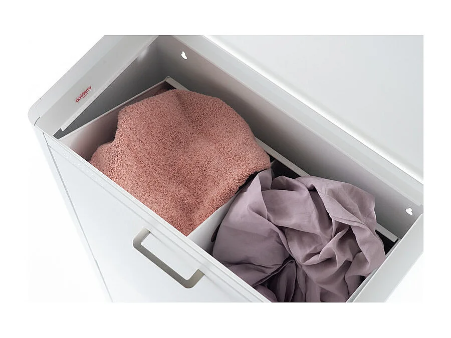 Wäschesammler AUDREY, 100L, drei Fächer, Weißes Metall, modernes Design