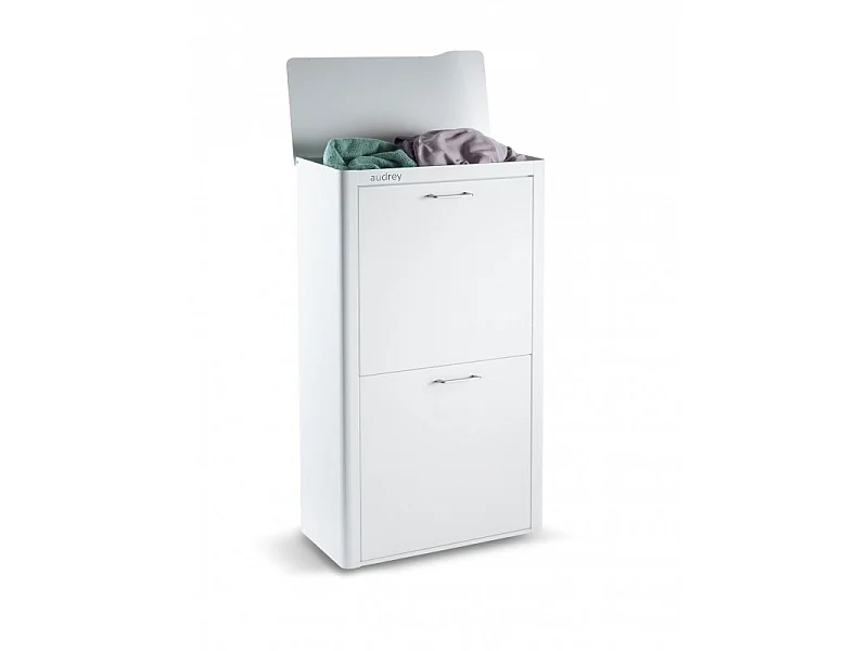 DON HIERRO - Cesto de ropa AUDREY, 100L, 3 compartimentos, metal blanco, diseño moderno-