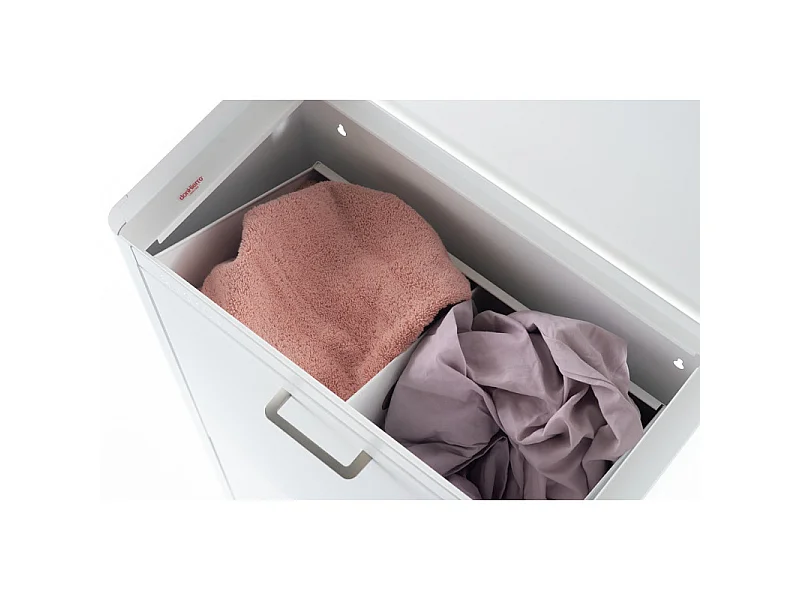 DON HIERRO - Cesto de ropa AUDREY, 100L, 3 compartimentos, metal blanco, diseño moderno-