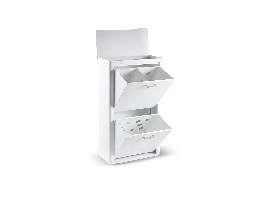 DON HIERRO - Cesto de ropa AUDREY, 100L, 3 compartimentos, metal blanco, diseño moderno-