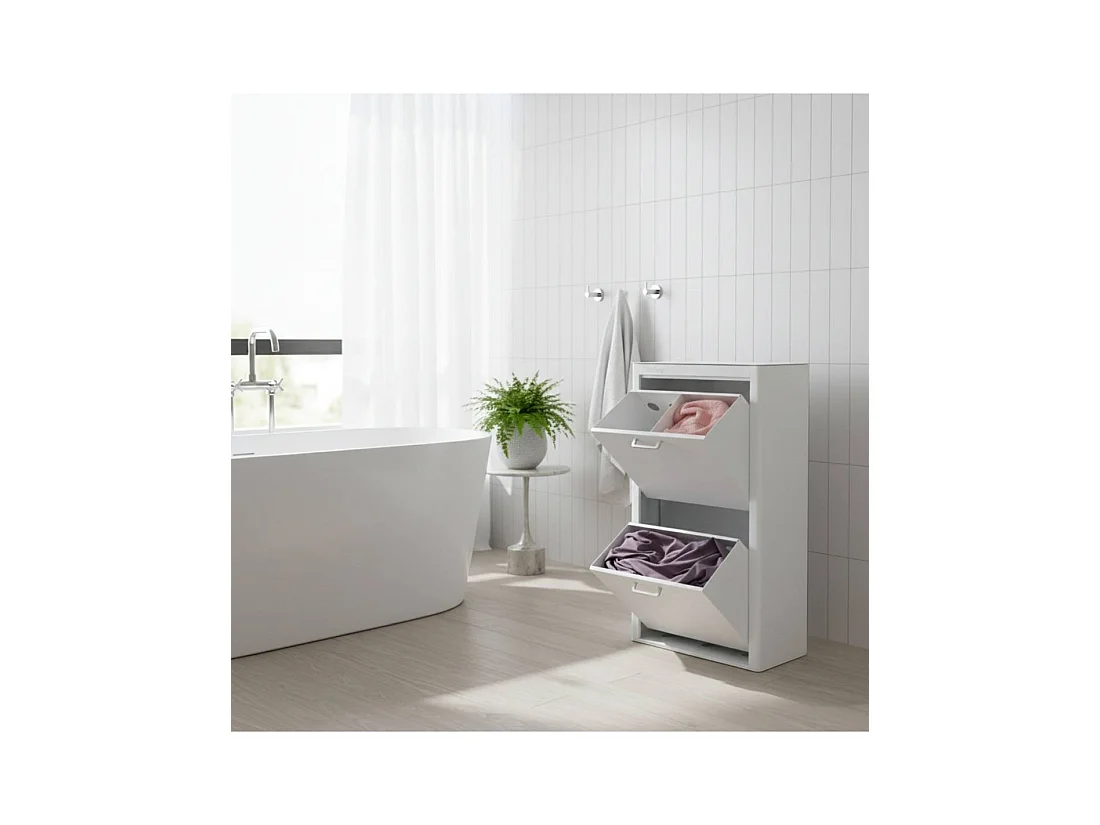DON HIERRO - Cesto de ropa AUDREY, 100L, 3 compartimentos, metal blanco, diseño moderno-