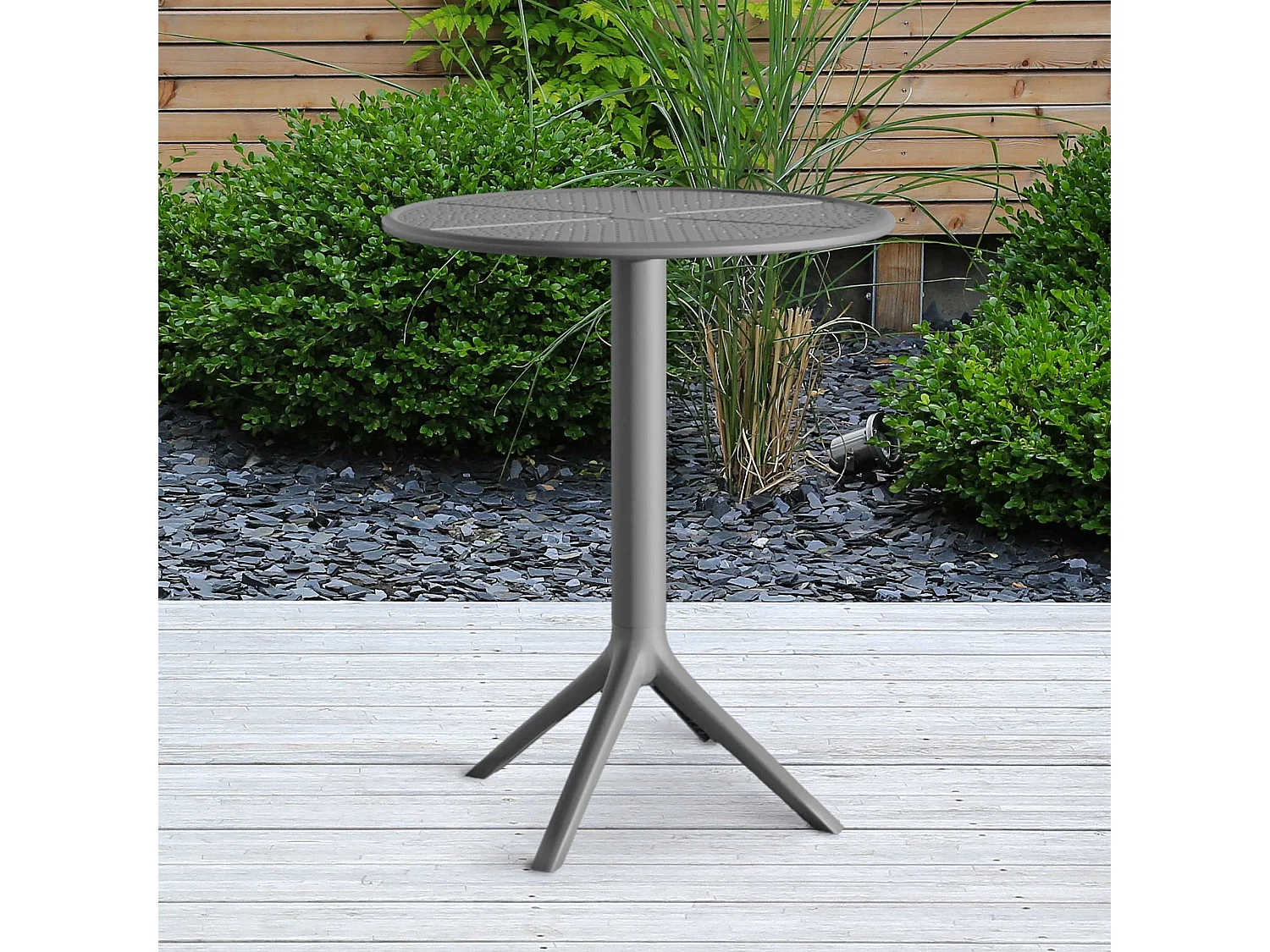 Table d'appoint de jardin - rond - Plastique - Anthracite - Lacota