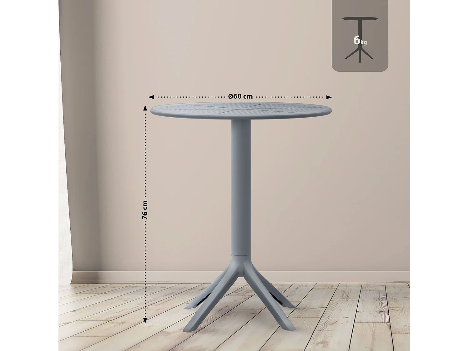 Table d'appoint de jardin - rond - Plastique - Anthracite - Lacota