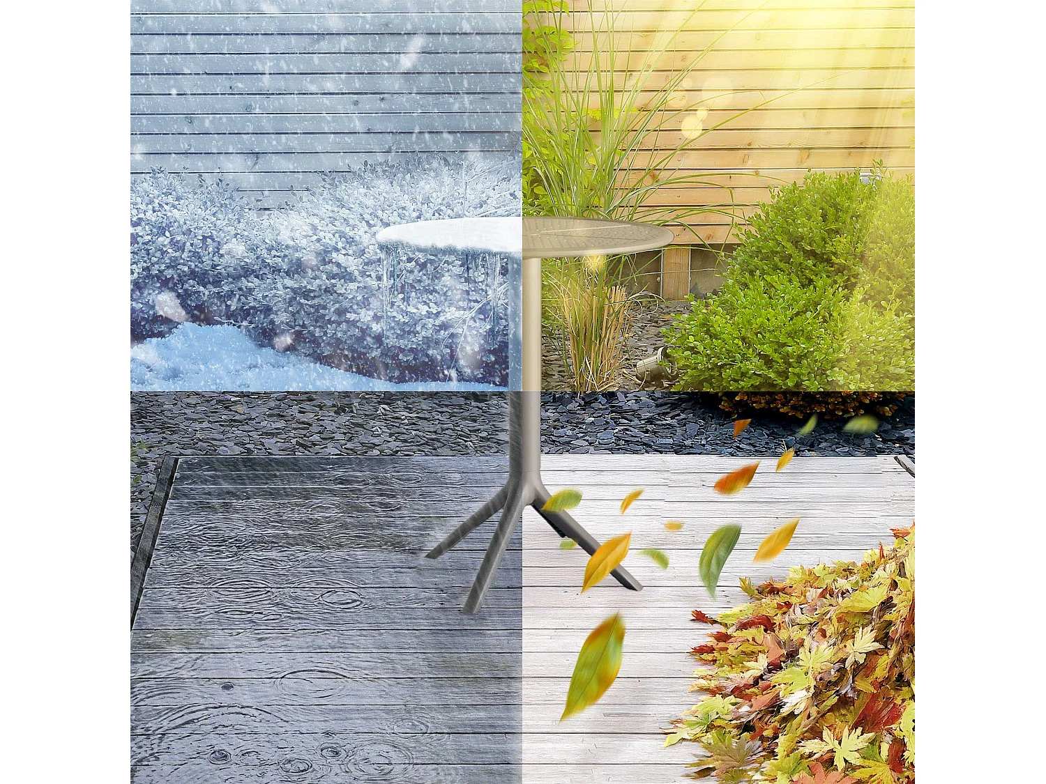 Table d'appoint de jardin - rond - Plastique - Anthracite - Lacota