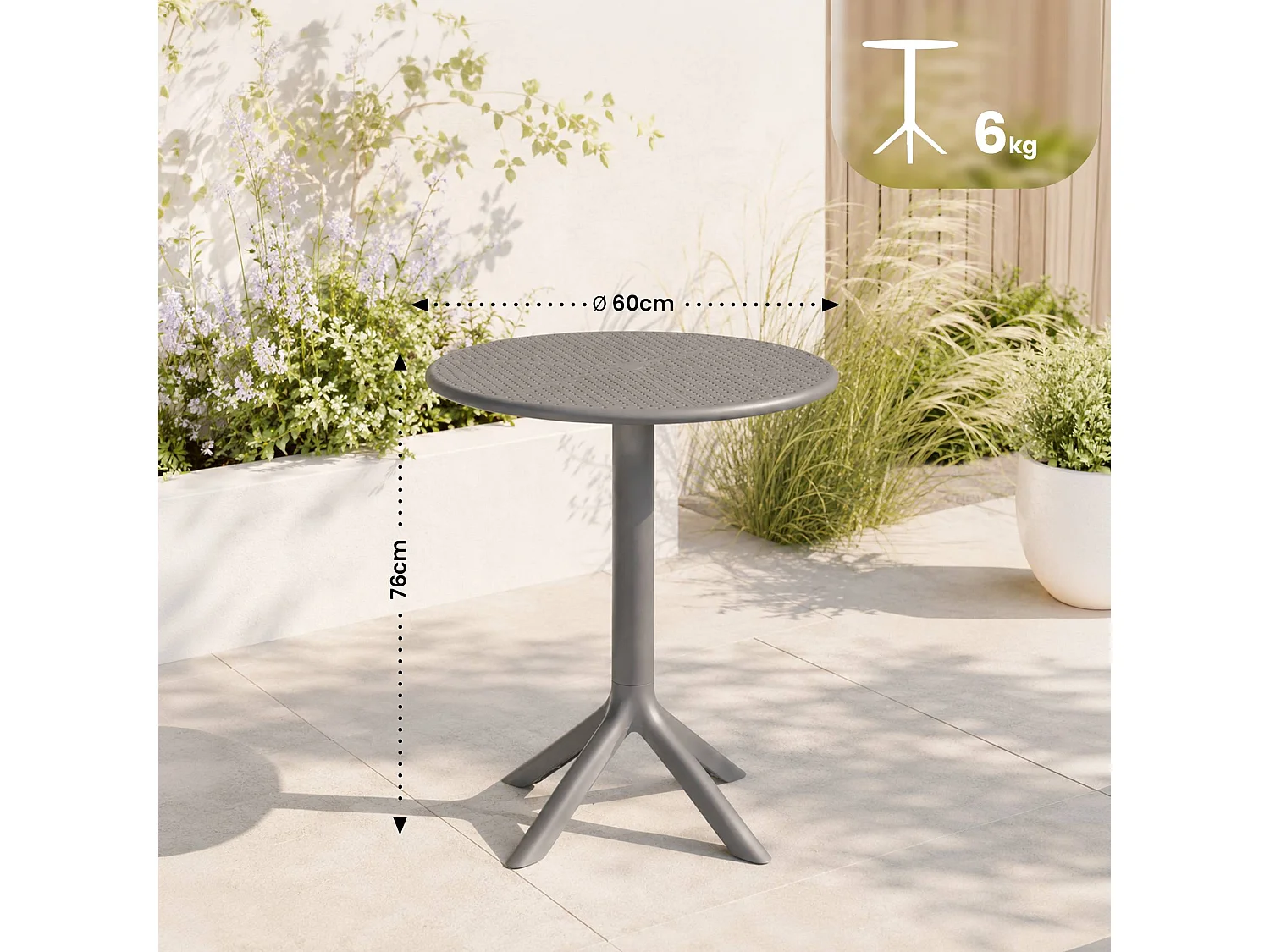 Table d'appoint de jardin - rond - Plastique - Anthracite - Lacota