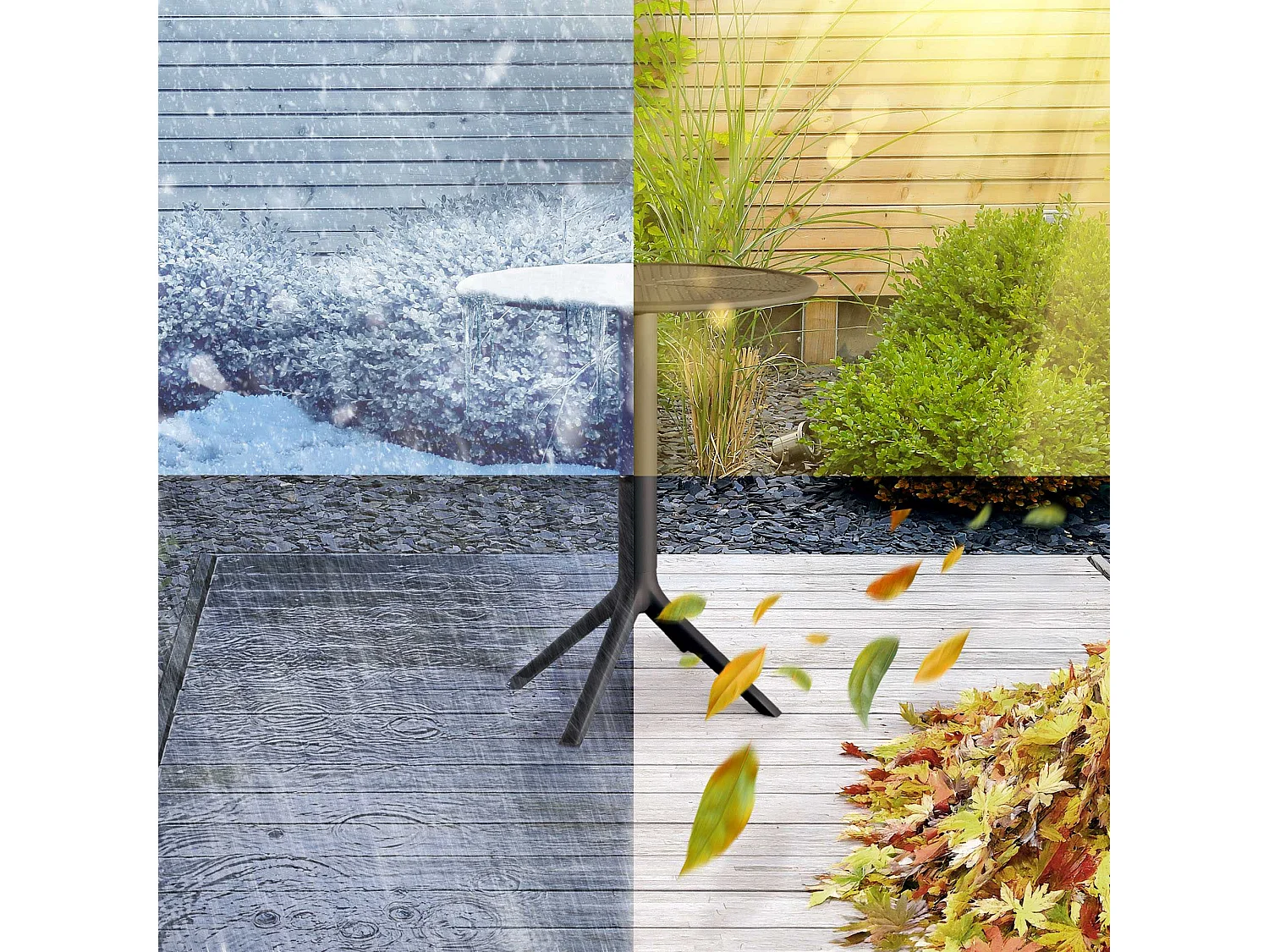 Table d'appoint de jardin - rond - Plastique - Noir - Lacota