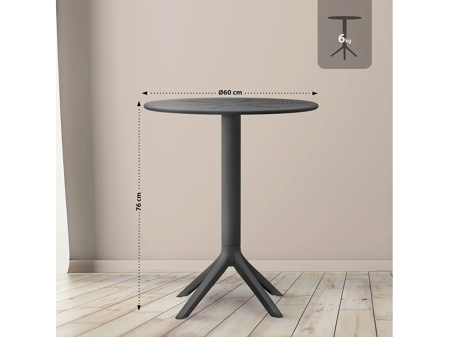 Table d'appoint de jardin - rond - Plastique - Noir - Lacota