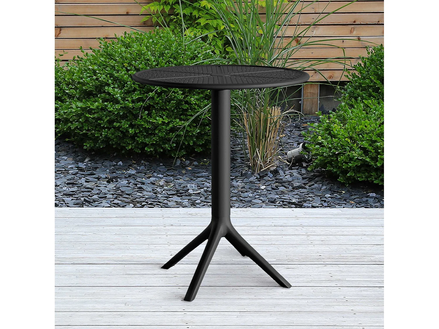 Table d'appoint de jardin - rond - Plastique - Noir - Lacota