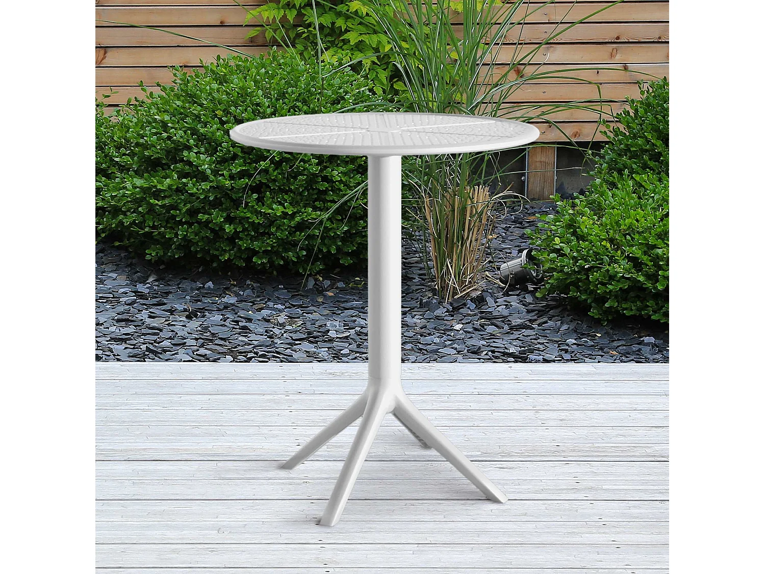 Table d'appoint de jardin - rond - Plastique - Blanc - Lacota