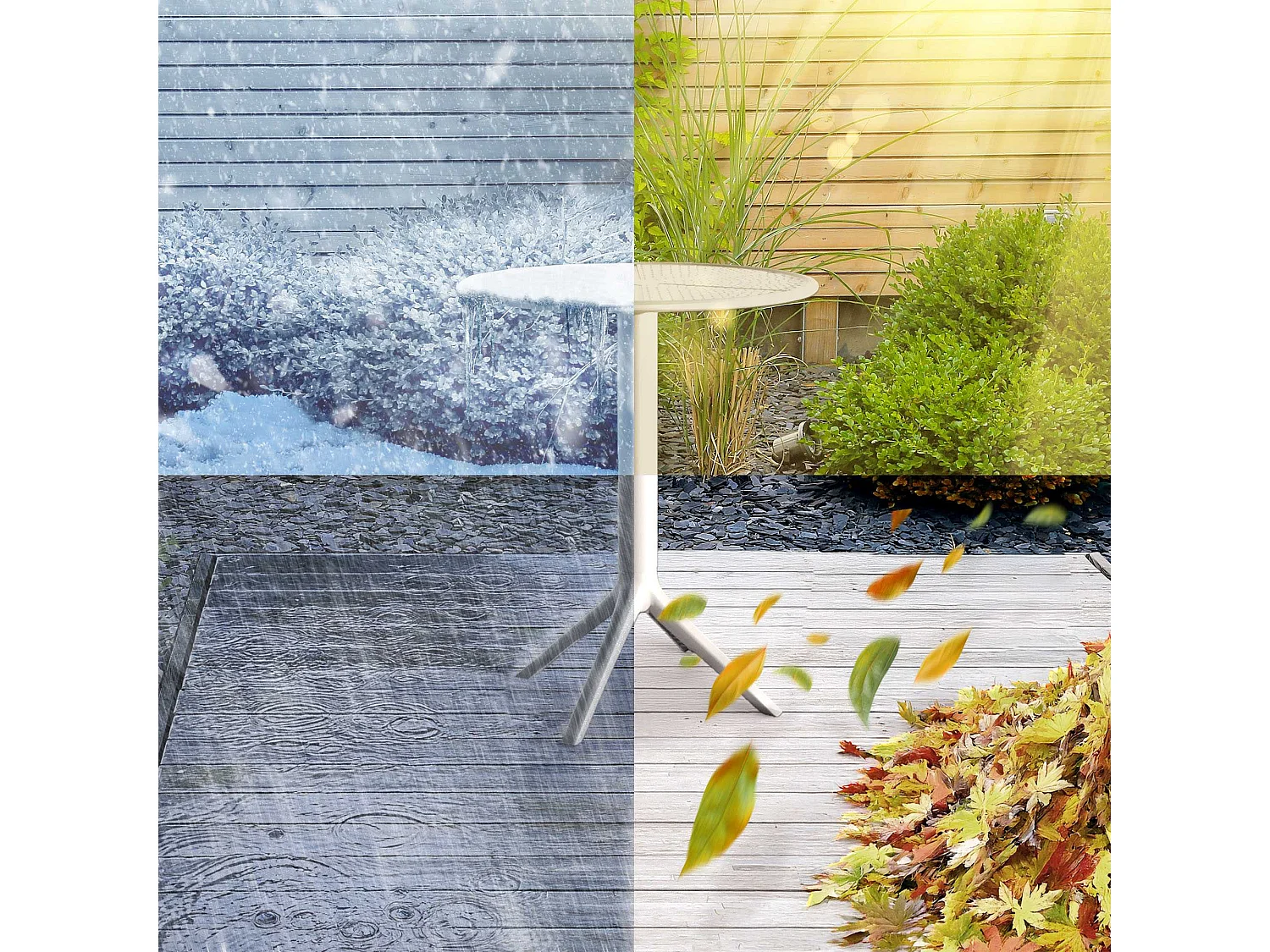 Table d'appoint de jardin - rond - Plastique - Blanc - Lacota