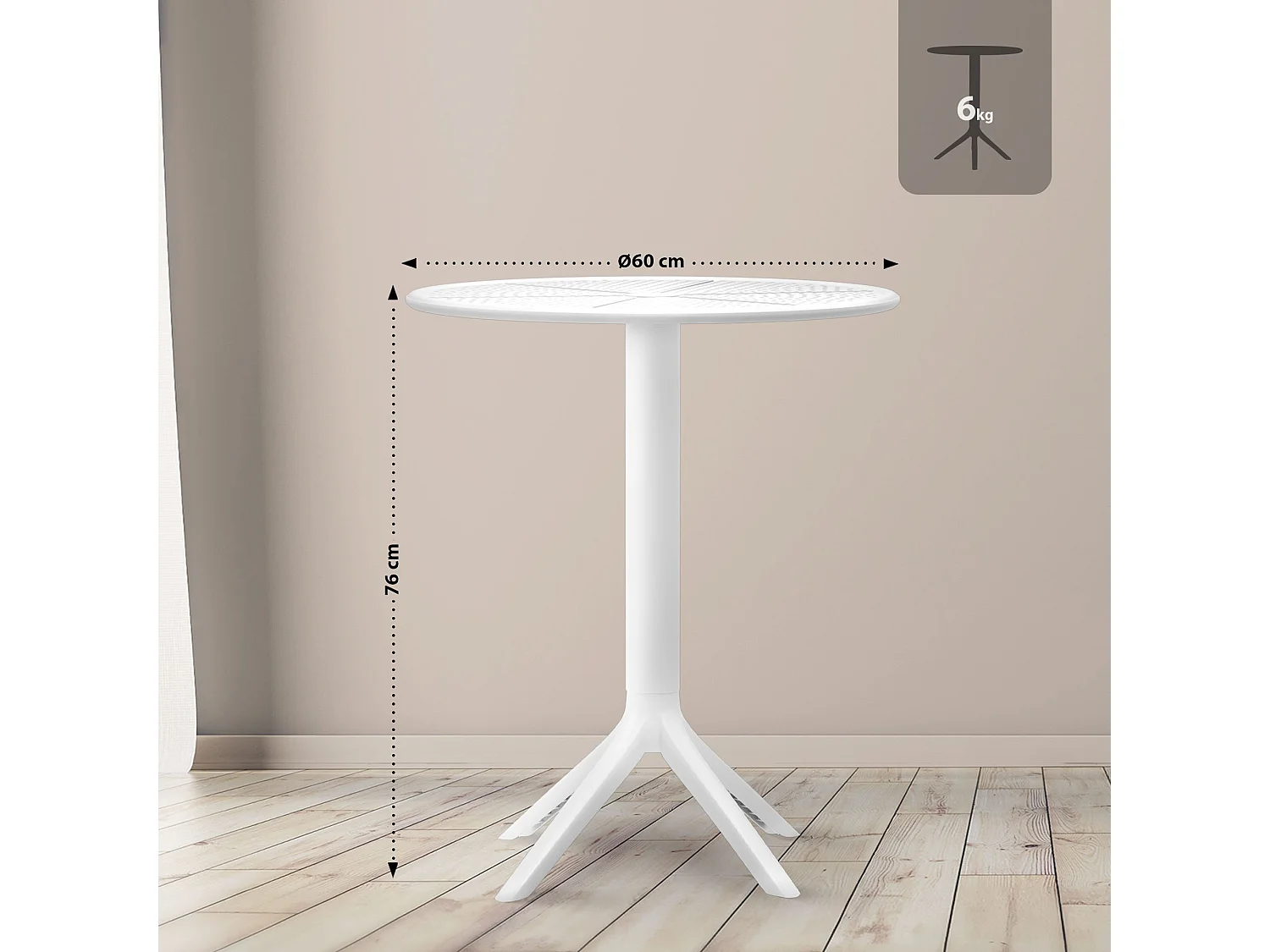 Table d'appoint de jardin - rond - Plastique - Blanc - Lacota