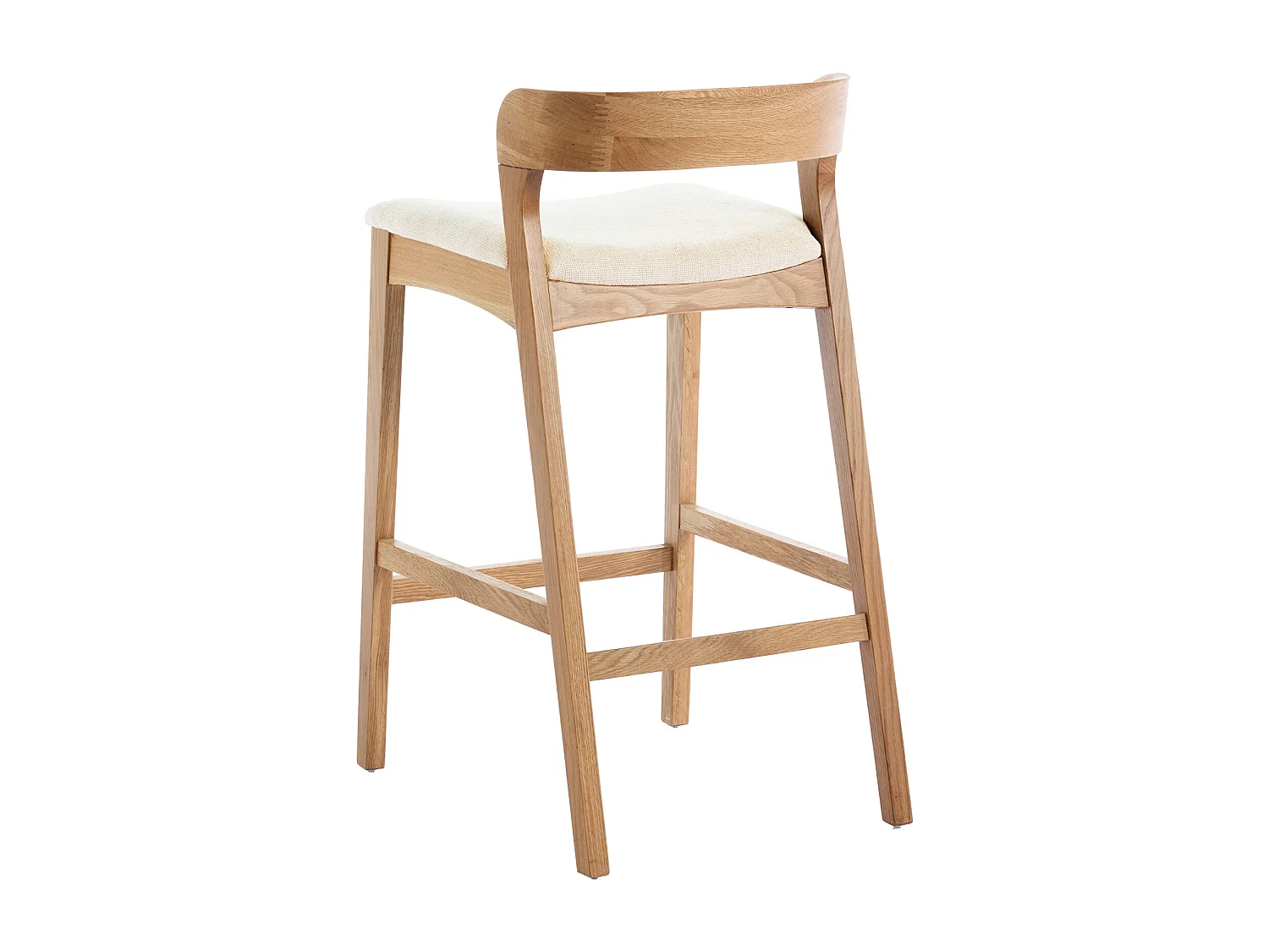 TINO-Sgabello da bar in rovere massello e tessuto Bliss Ecru