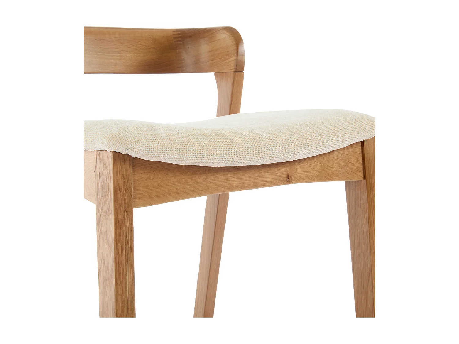 TINO-Sgabello da bar in rovere massello e tessuto Bliss Ecru