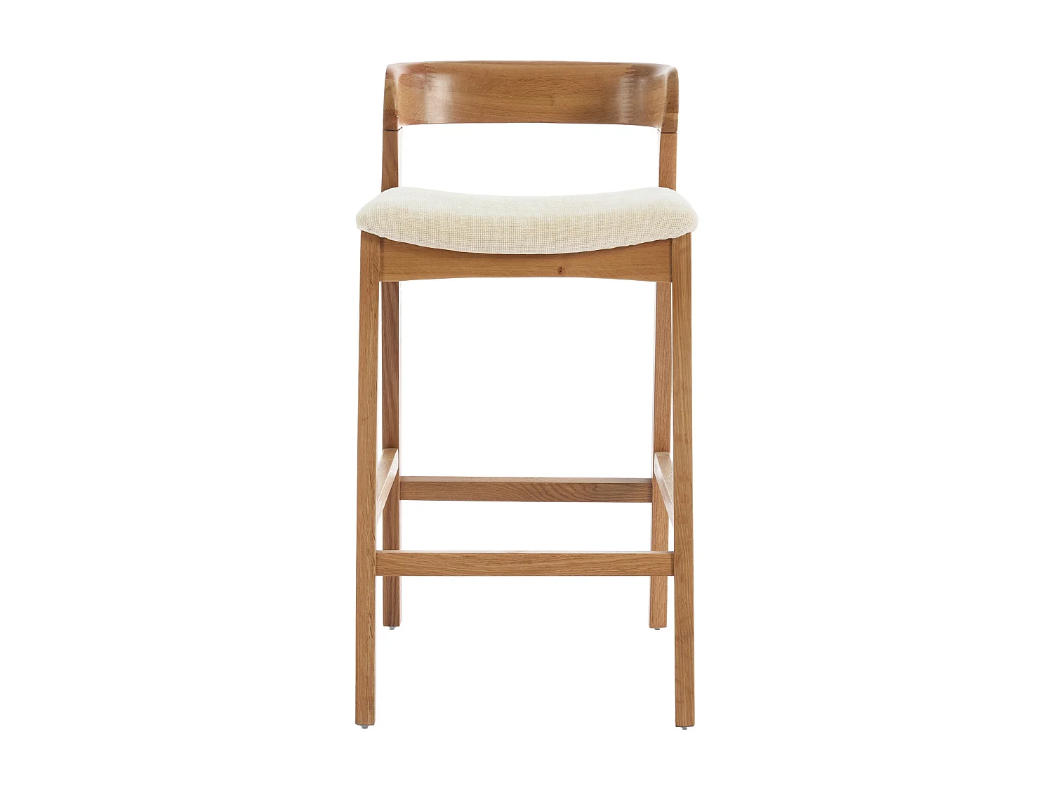 TINO-Sgabello da bar in rovere massello e tessuto Bliss Ecru