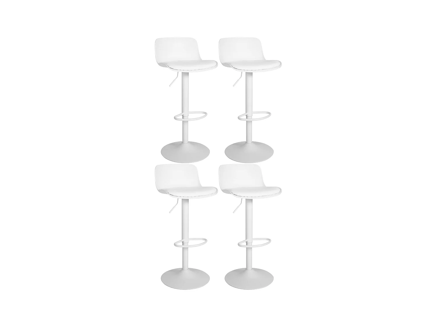 Lot de 4  Tabouret de bar - Similicuir - Blanc - Almada