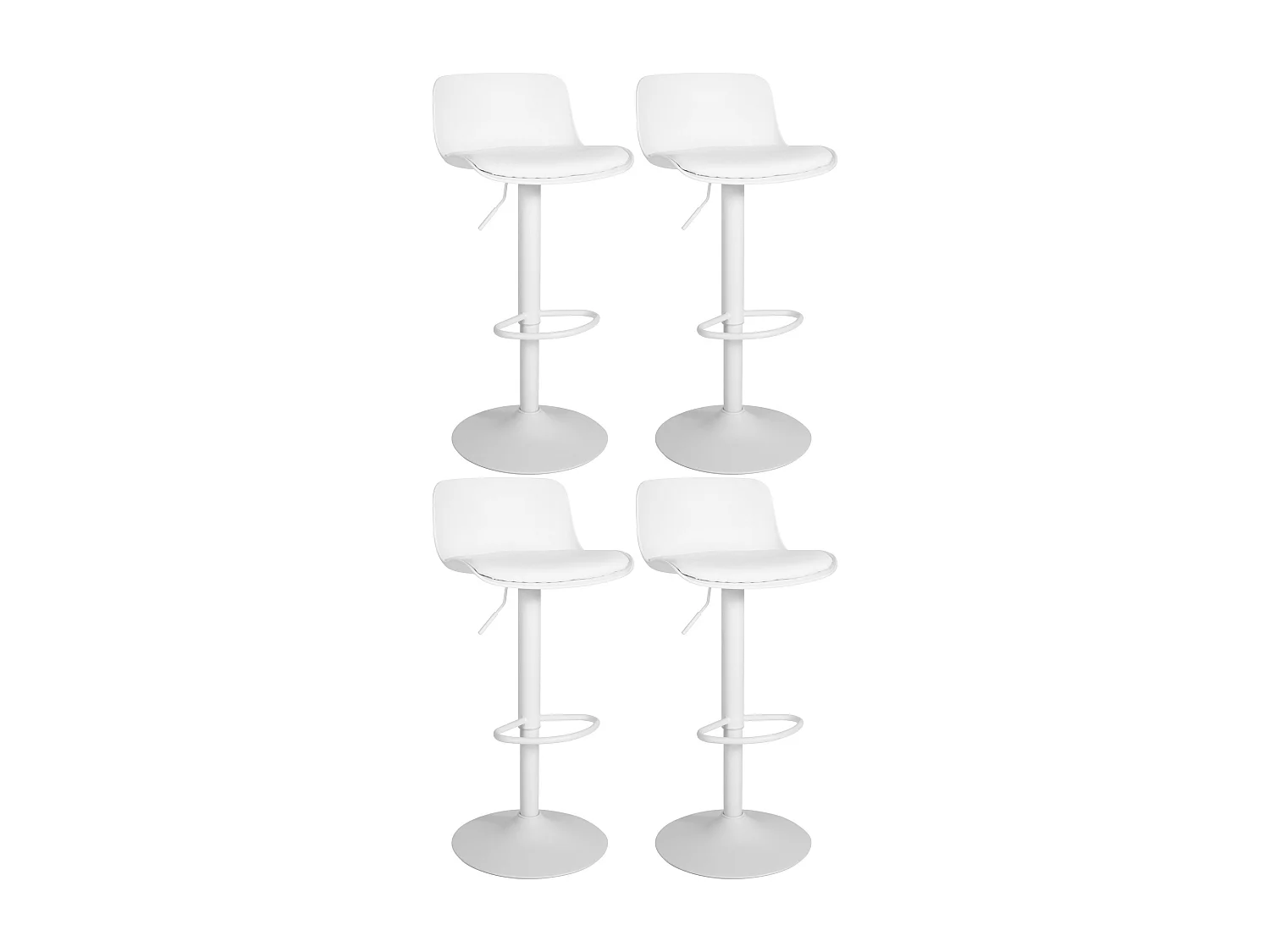 Lot de 4  Tabouret de bar - Similicuir - Blanc - Almada