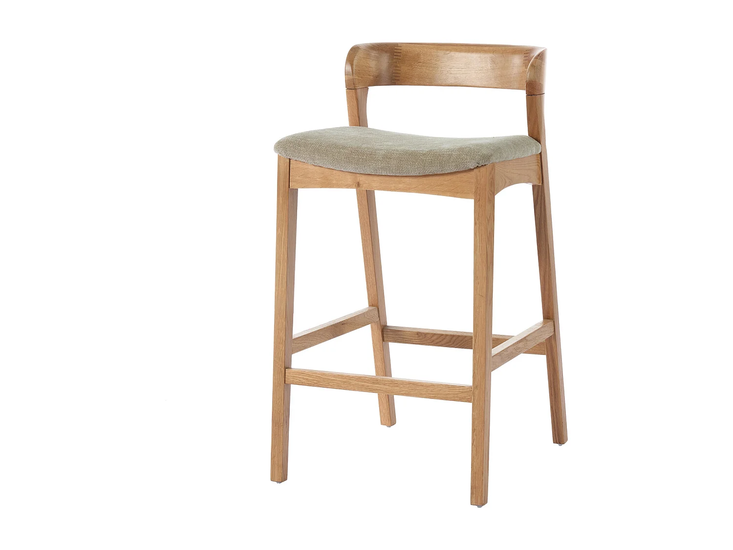 TINO-Sgabello da bar in rovere massello e tessuto Bliss Sabbia