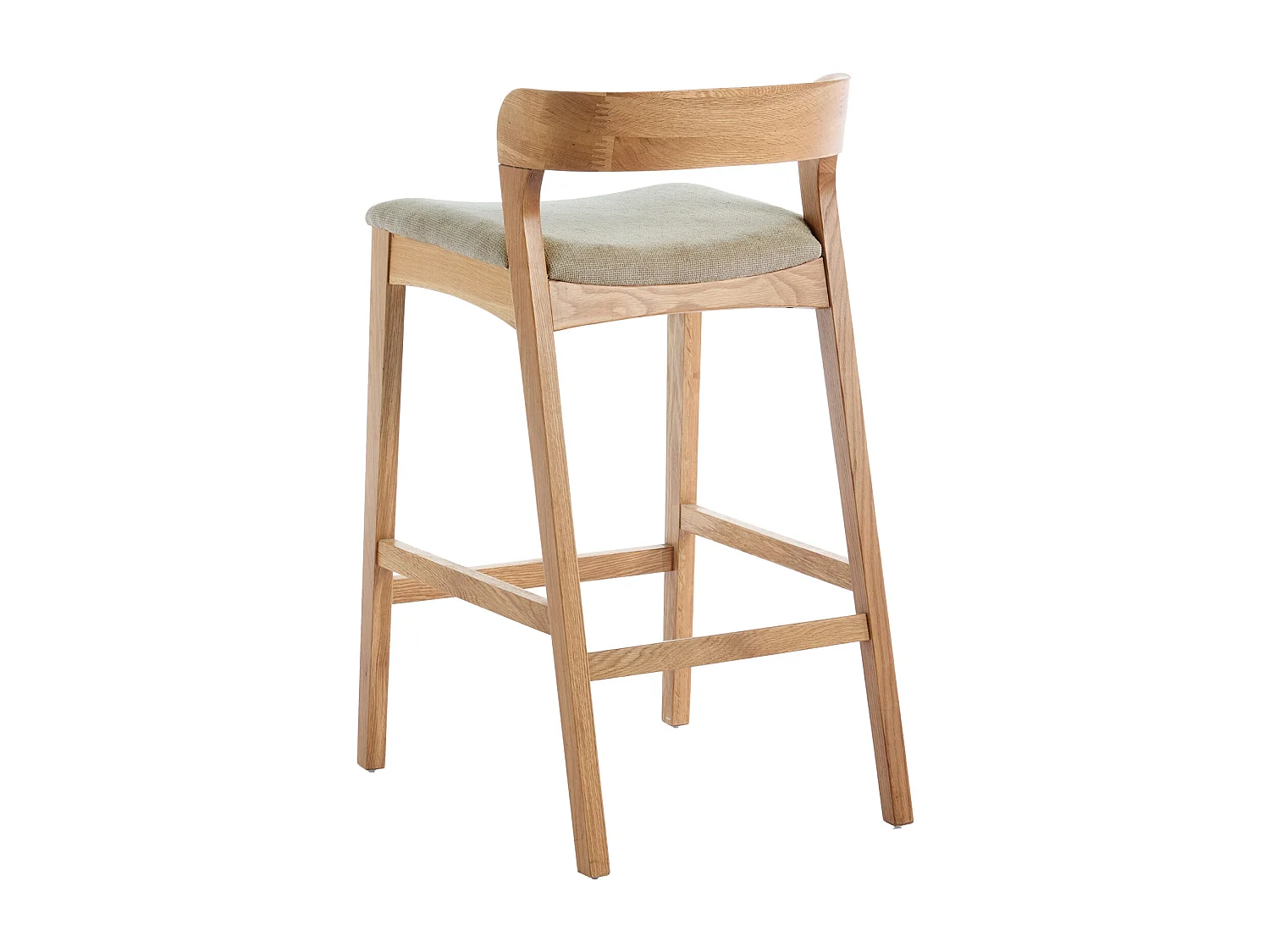 TINO-Sgabello da bar in rovere massello e tessuto Bliss Sabbia