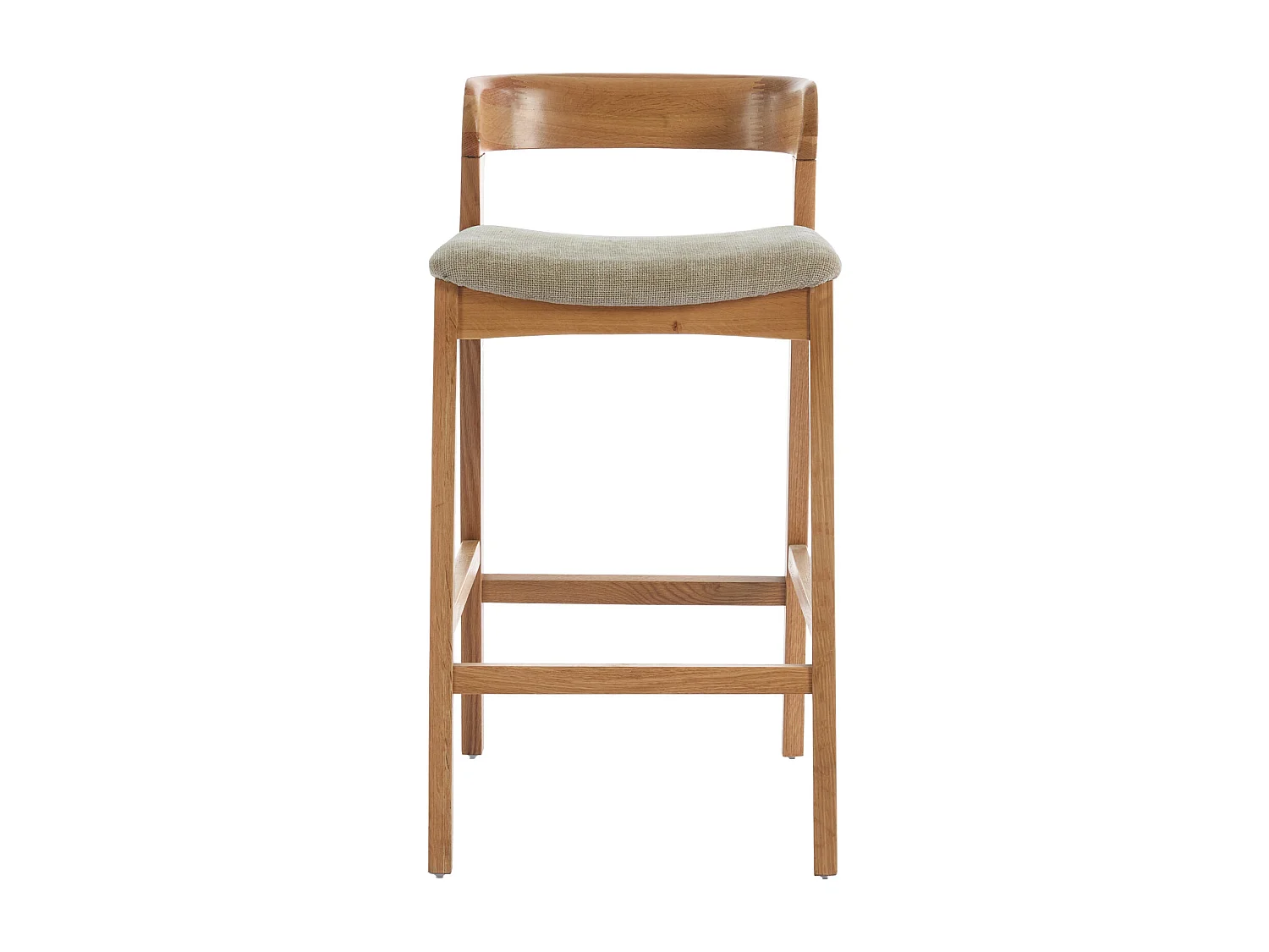 TINO-Sgabello da bar in rovere massello e tessuto Bliss Sabbia