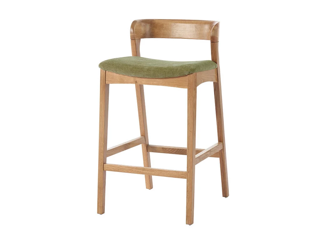 TINO-Sgabello da bar in rovere massello e tessuto Bliss Verde