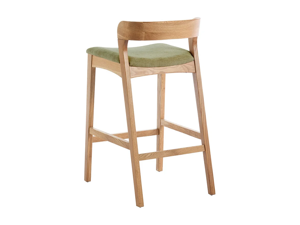 TINO-Sgabello da bar in rovere massello e tessuto Bliss Verde