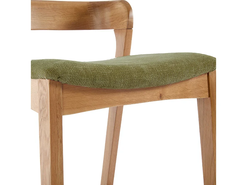 TINO-Sgabello da bar in rovere massello e tessuto Bliss Verde