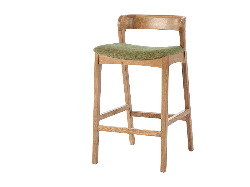 TINO-Sgabello da bar in rovere massello e tessuto Bliss Verde