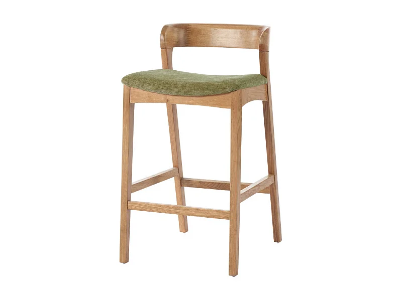 TINO-Sgabello da bar in rovere massello e tessuto Bliss Verde