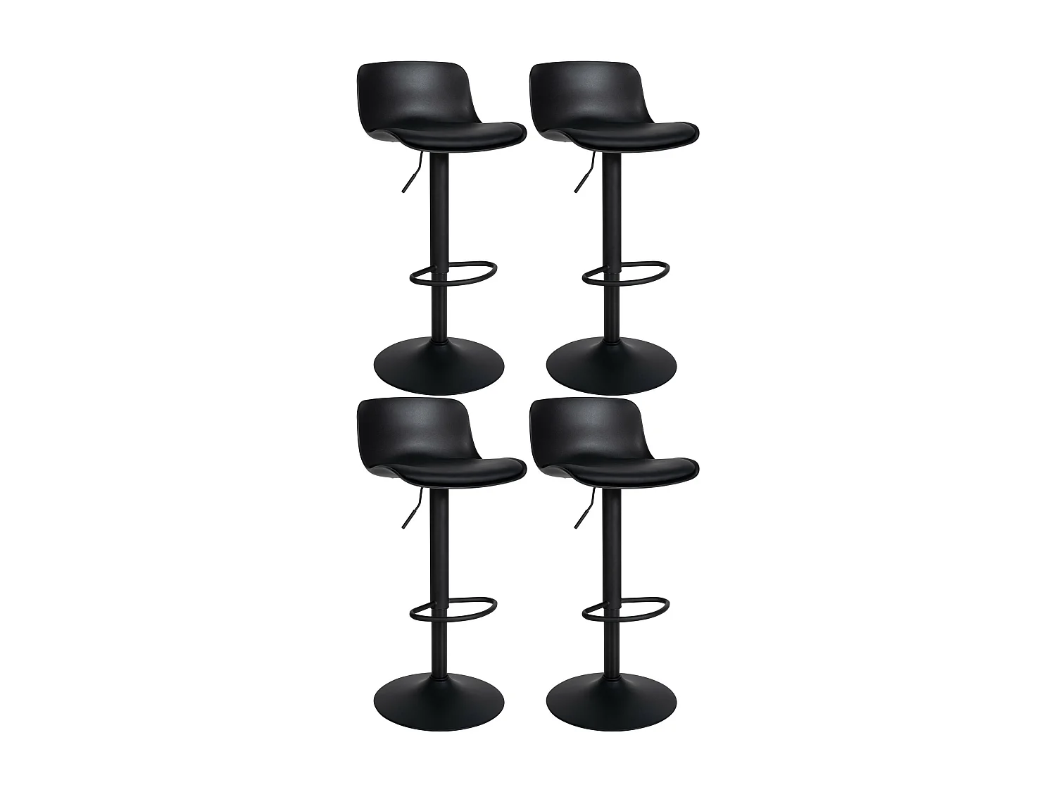 Lot de 4  Tabouret de bar - Similicuir - Noir - Almada