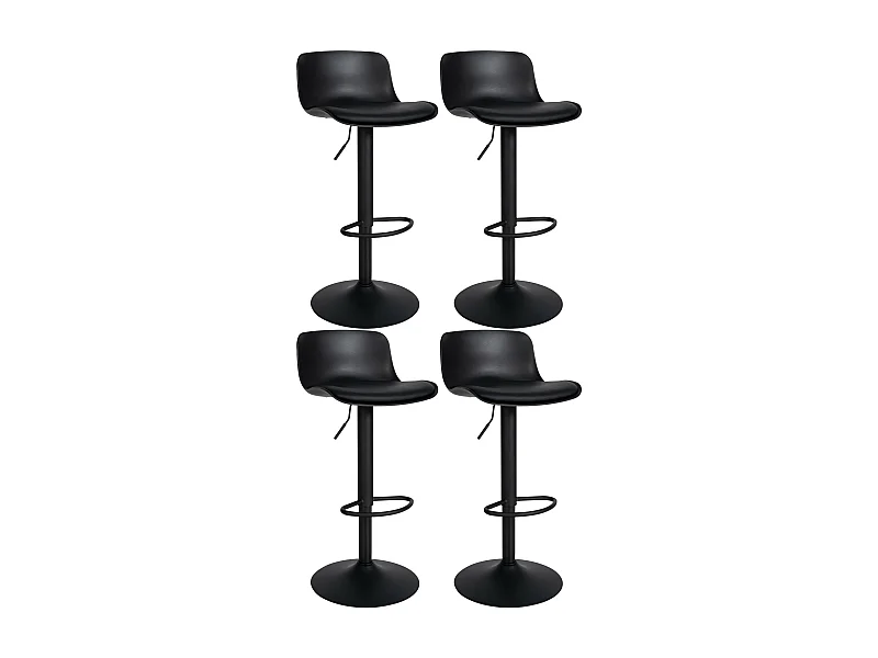 Lot de 4  Tabouret de bar - Similicuir - Noir - Almada