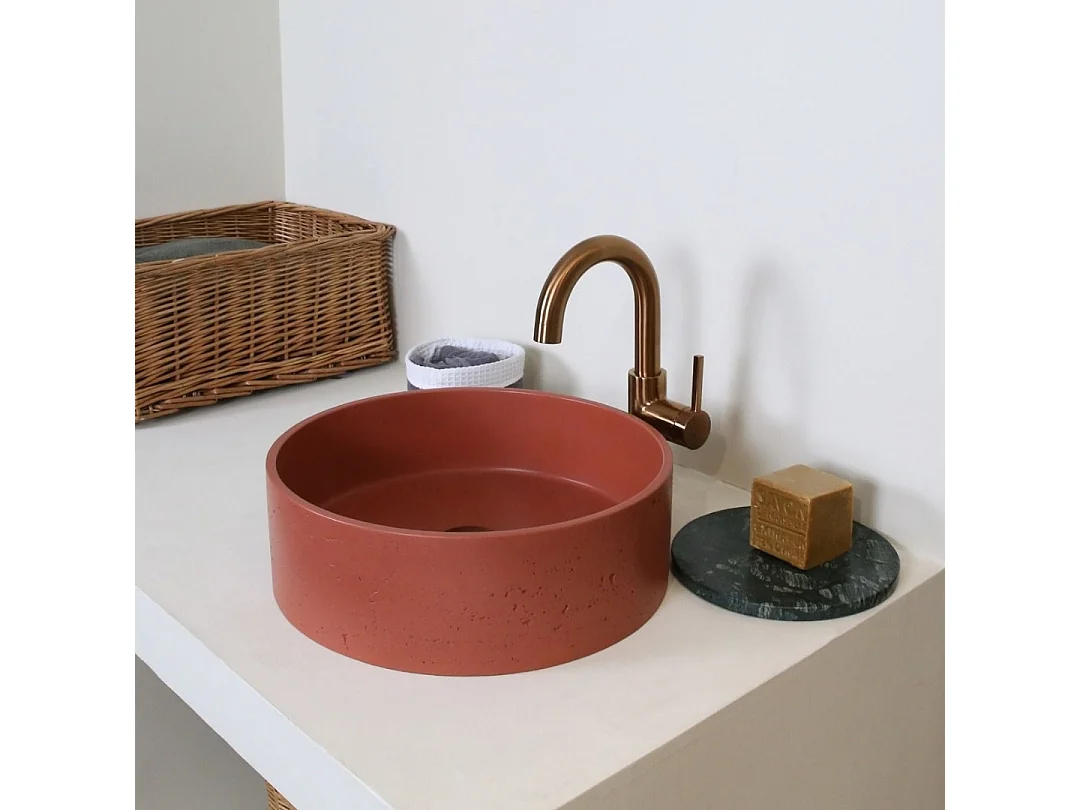 Umywalka nablatowa z betonu terakotowego - Essebagno