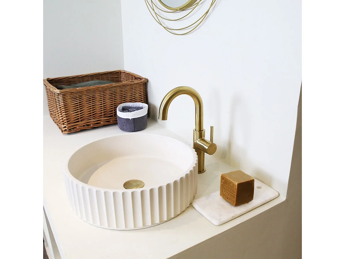 Architek lavabo da appoggio in cemento bianco Essebagno