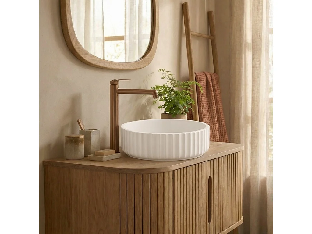 Architek lavabo da appoggio in cemento bianco Essebagno