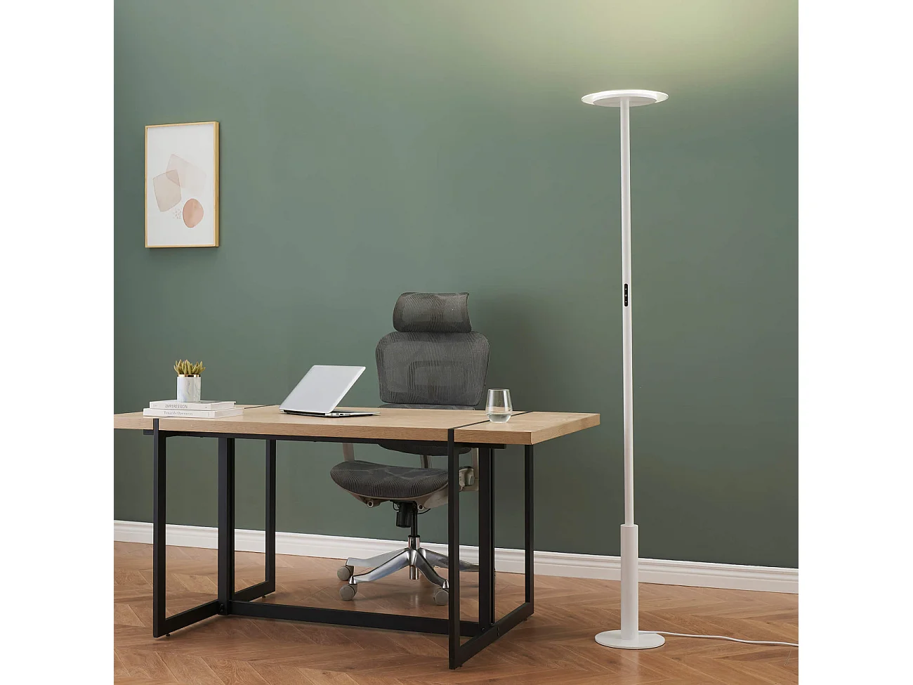 Grand lampadaire de bureau blanc LED dimmable - Lelia