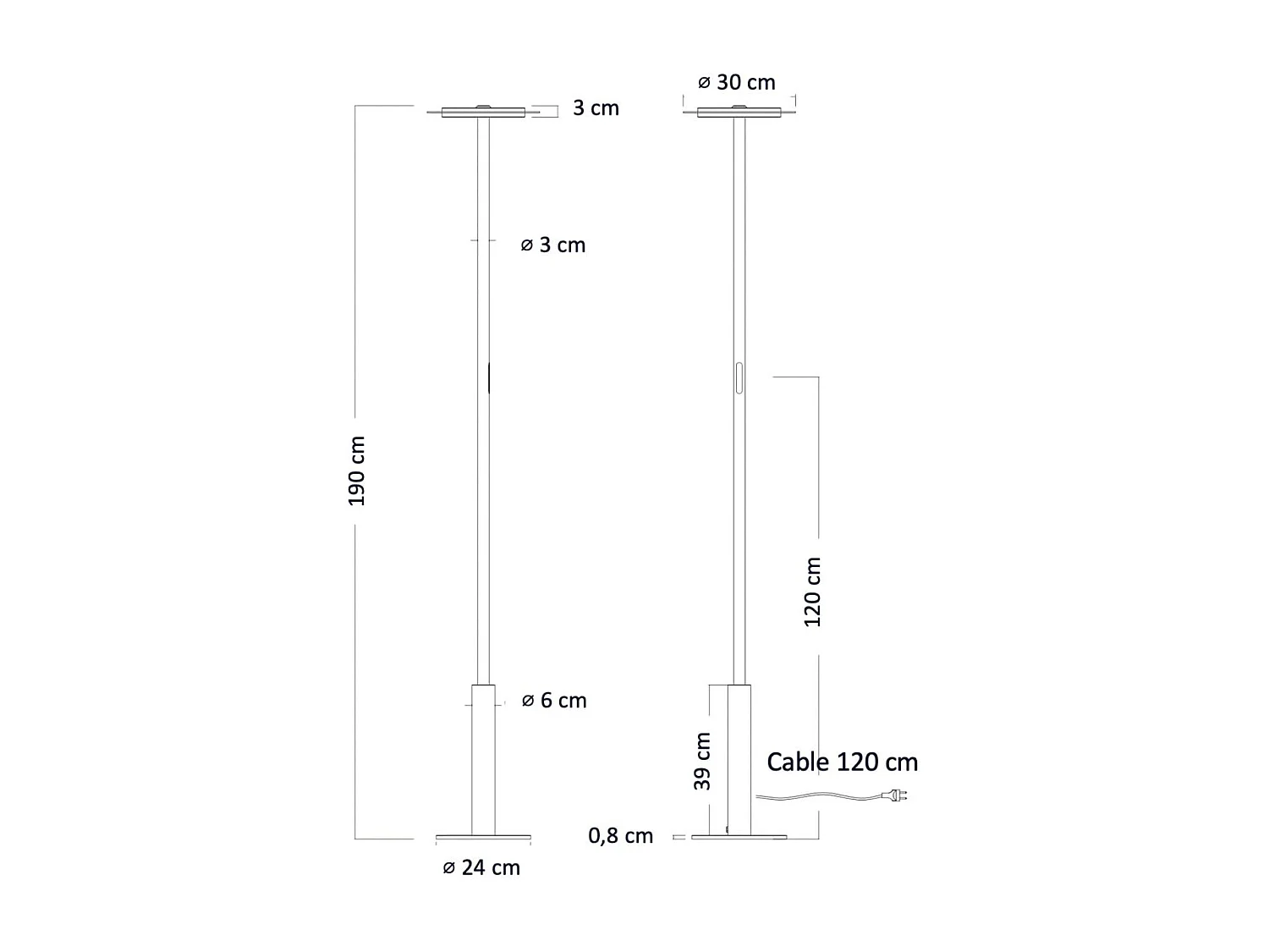 Grand lampadaire de bureau blanc LED dimmable - Lelia