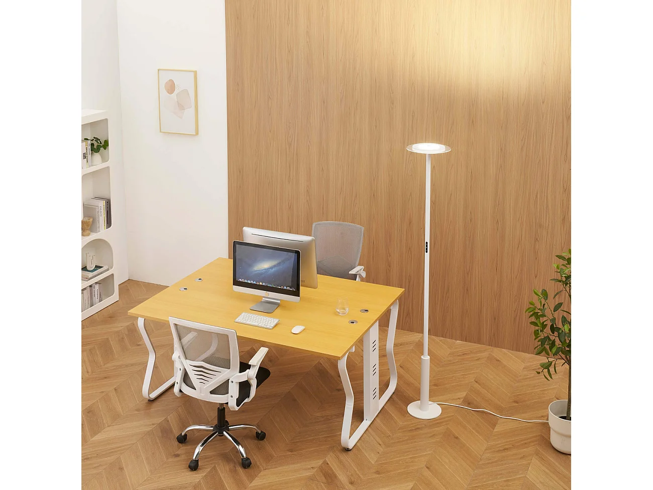 Grand lampadaire de bureau blanc LED dimmable - Lelia