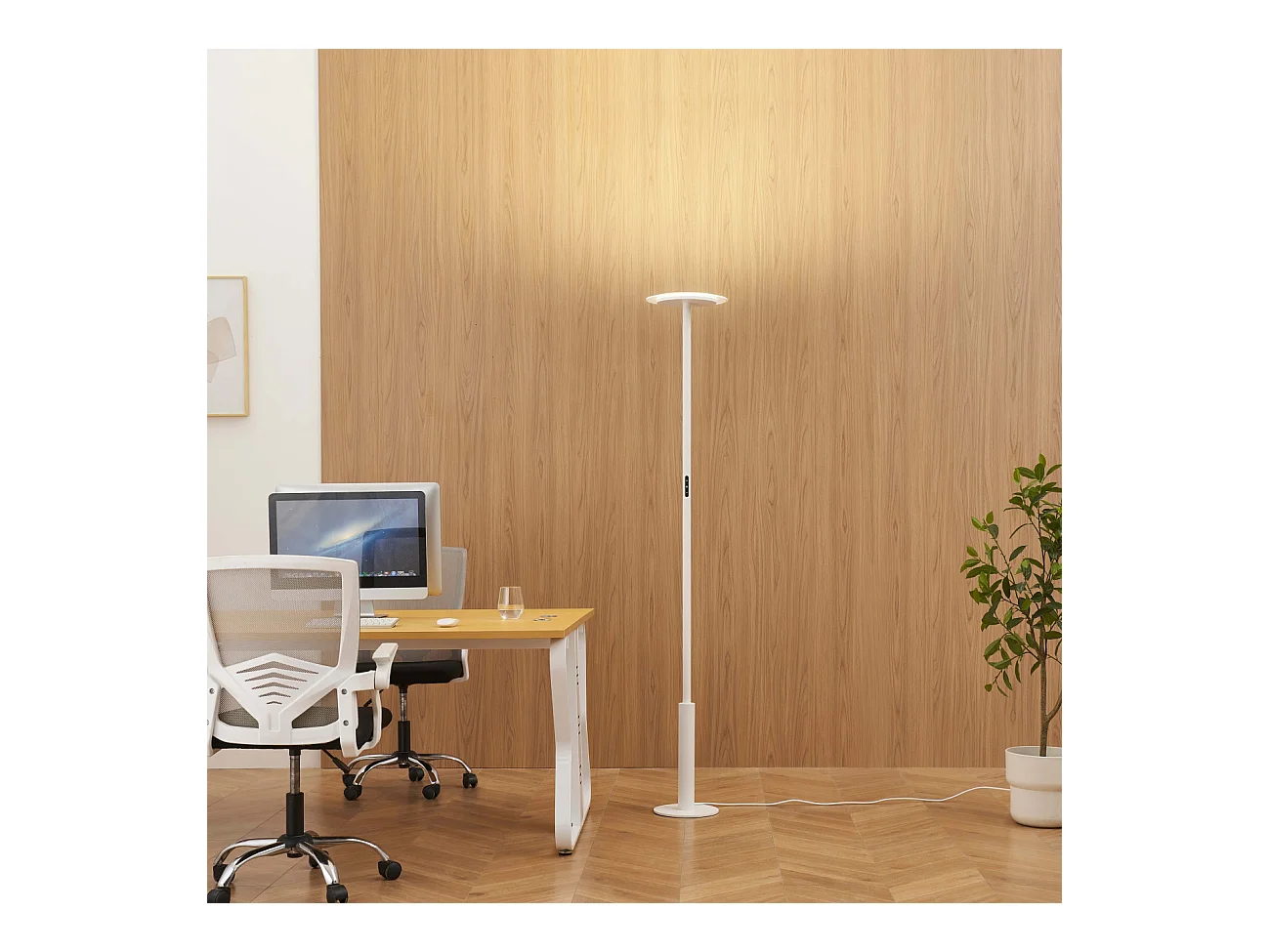 Grand lampadaire de bureau blanc LED dimmable - Lelia