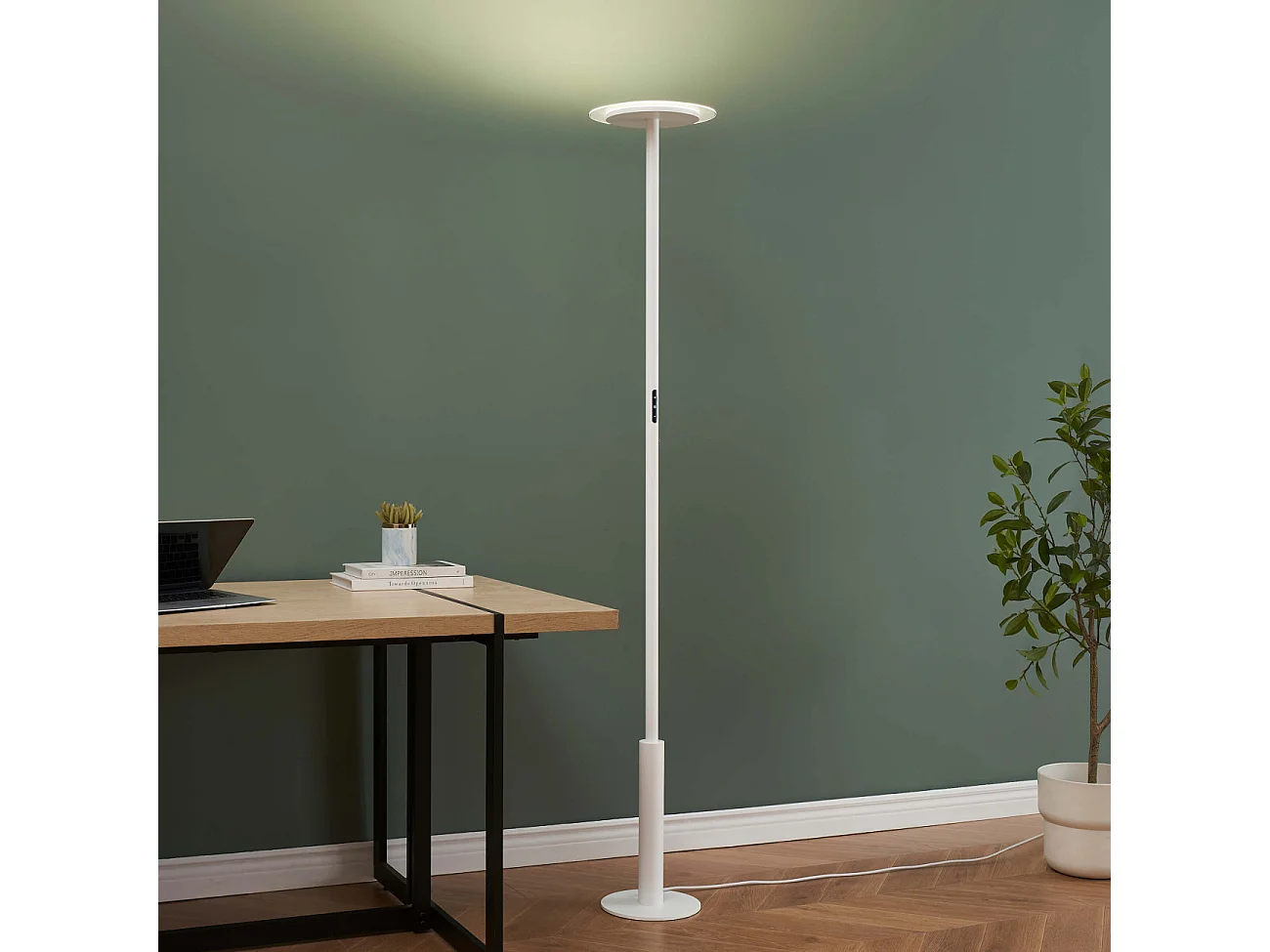 Grand lampadaire de bureau blanc LED dimmable - Lelia