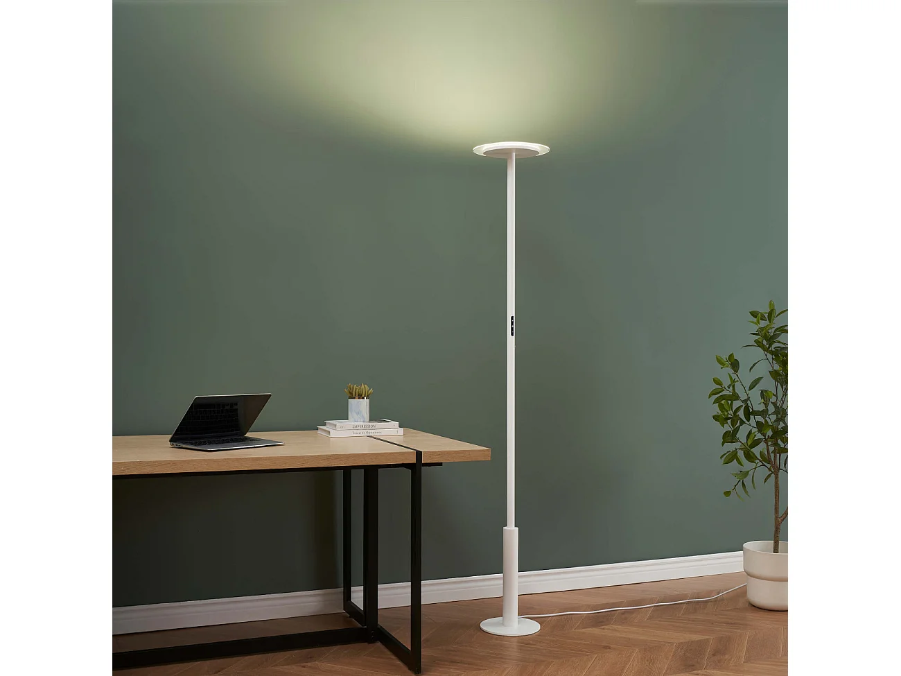 Grand lampadaire de bureau blanc LED dimmable - Lelia