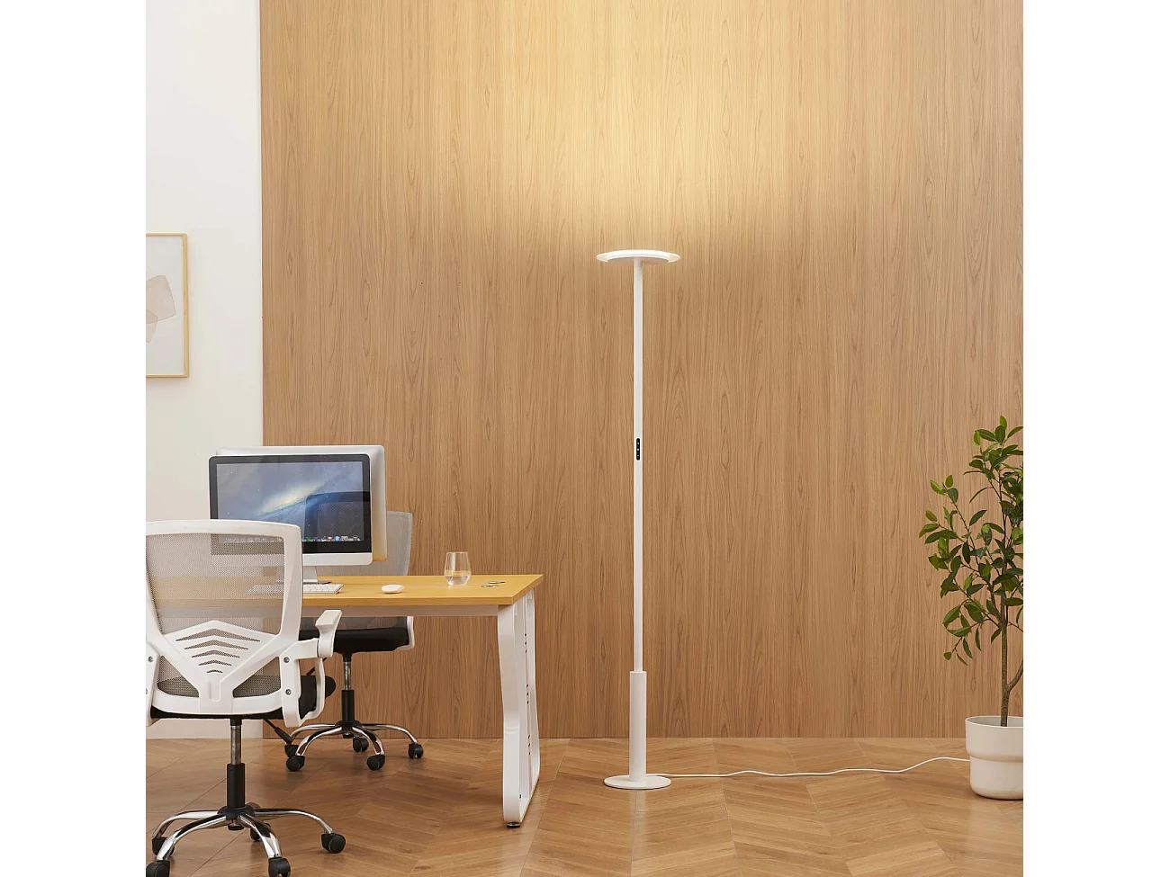 Grand lampadaire de bureau blanc LED dimmable - Lelia