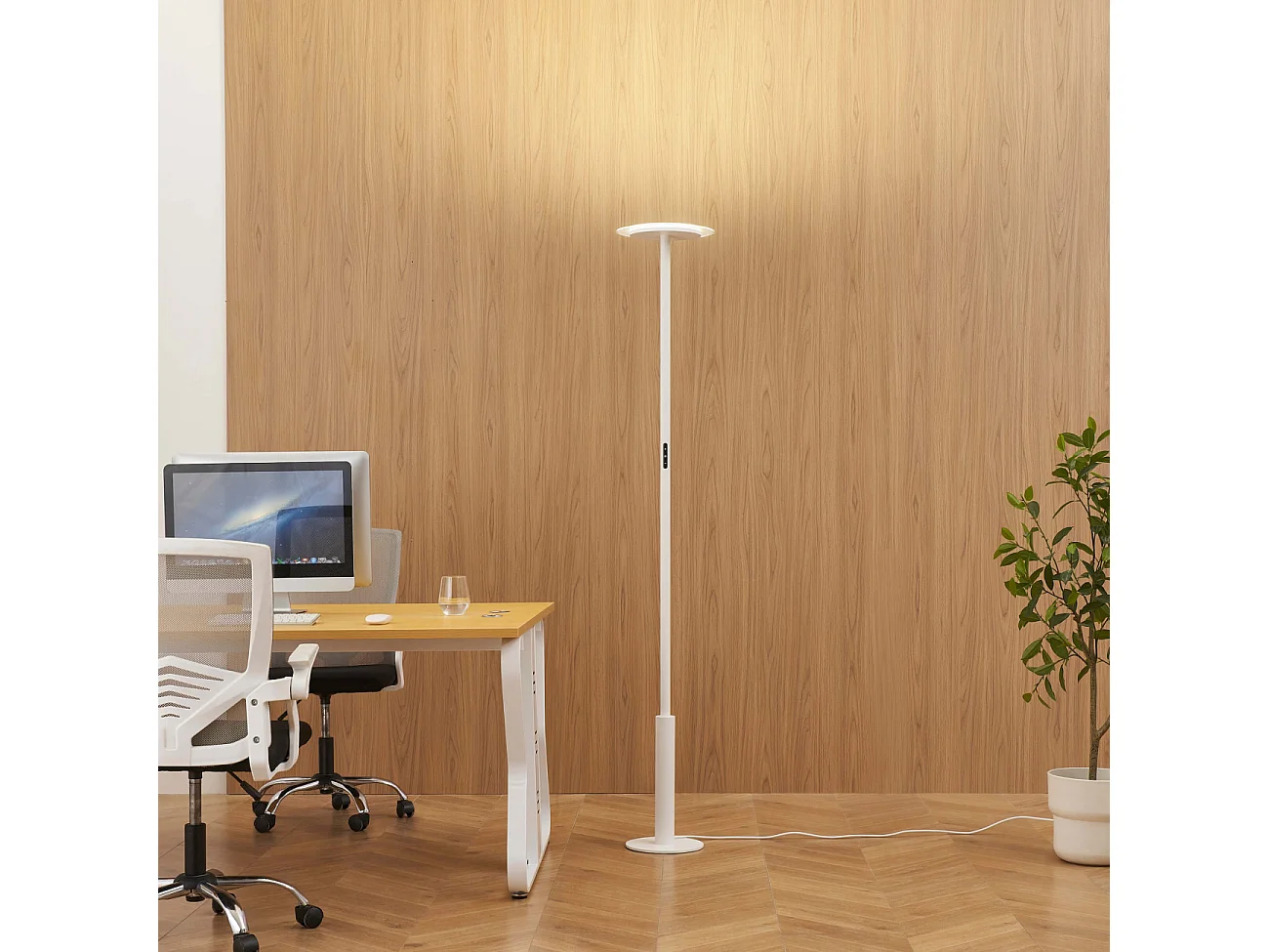 Grand lampadaire de bureau blanc LED dimmable - Lelia