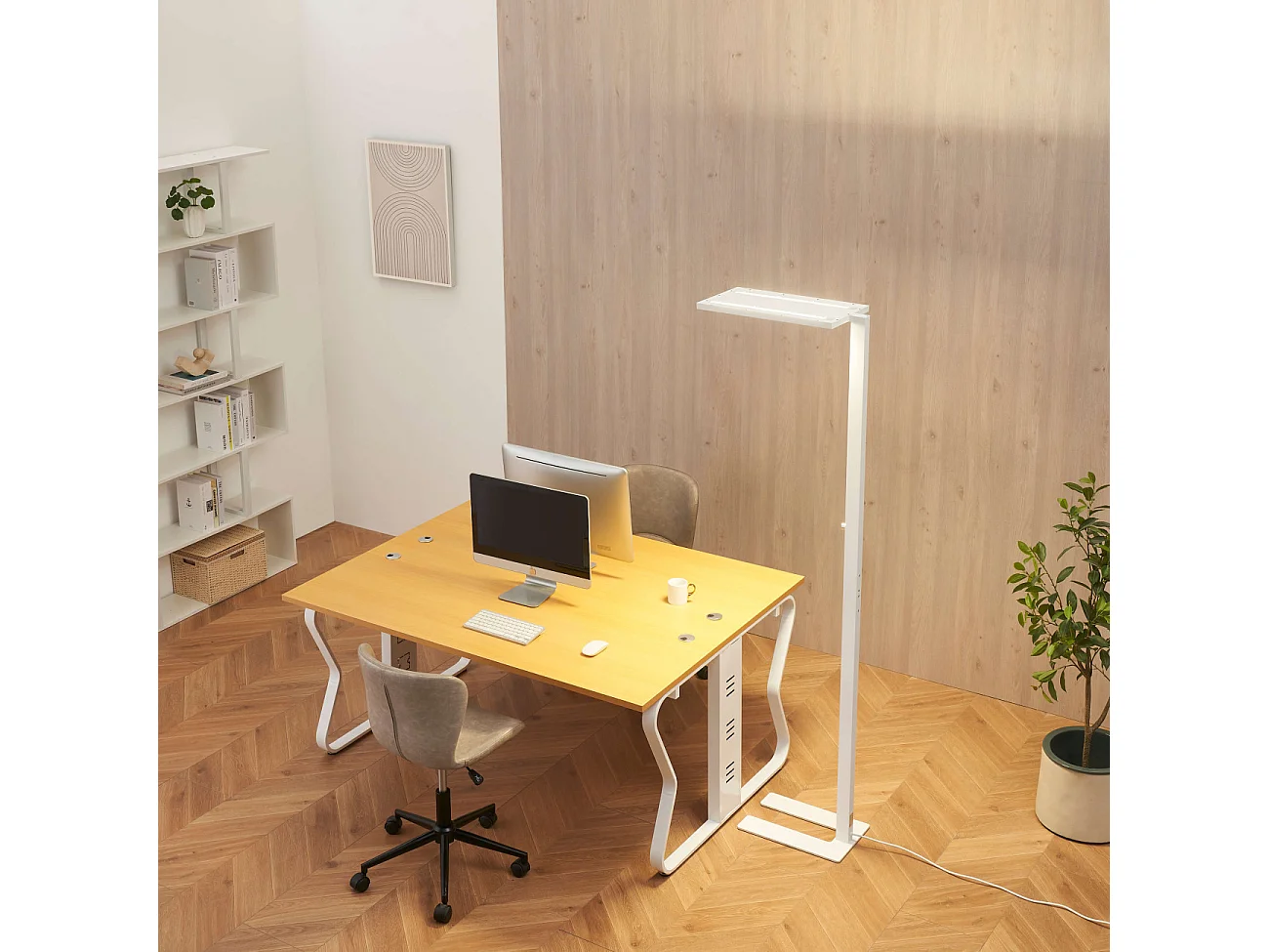 Lampadaire blanc LED dimmable éclairage de bureau - Ephan