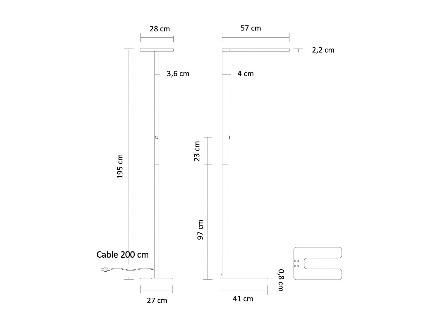 Lampadaire blanc LED dimmable éclairage de bureau - Ephan