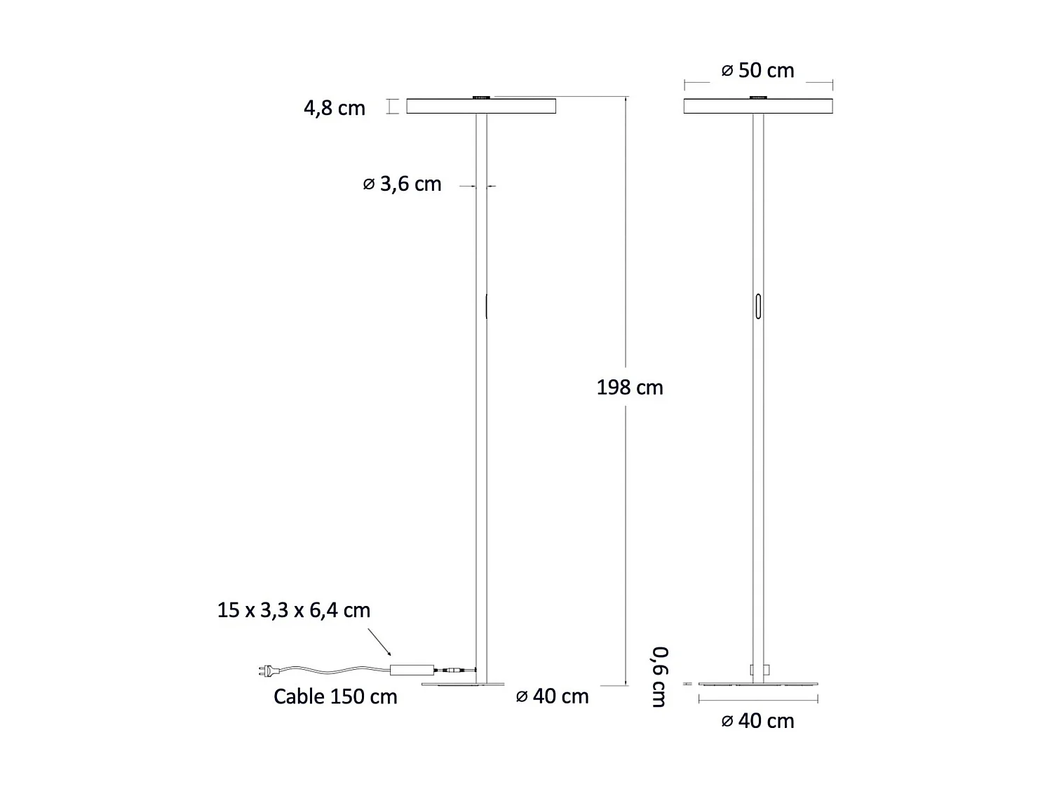 Lampadaire LED dimmable avec contrôle tactile et CCT - Nolan
