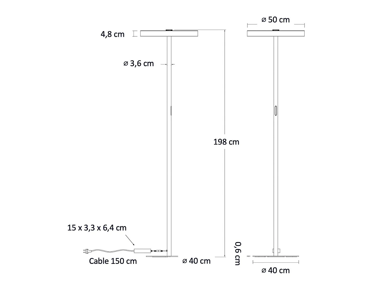 Lampadaire LED dimmable avec contrôle tactile et CCT - Nolan