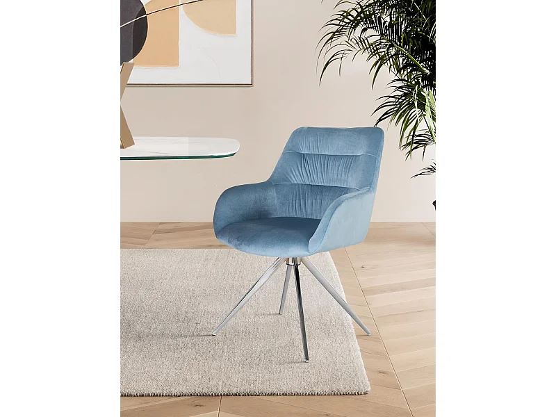 Ensemble de 2 fauteuils tapissés de velours bleu